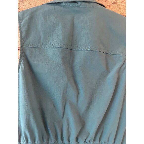 Athleta Sleeveless Button-Up Teal Top With Adjustable Drawstring Waist - Picture 7 of 8